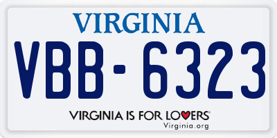 VA license plate VBB6323