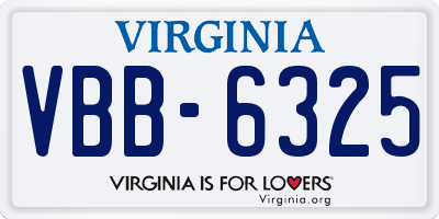 VA license plate VBB6325