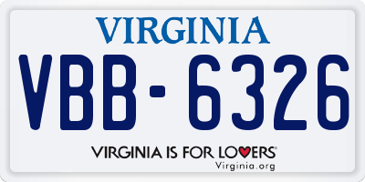 VA license plate VBB6326