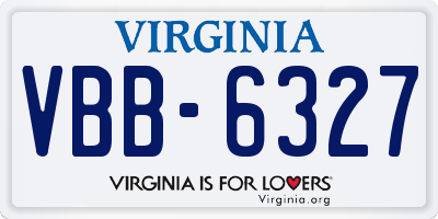 VA license plate VBB6327