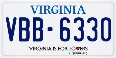 VA license plate VBB6330