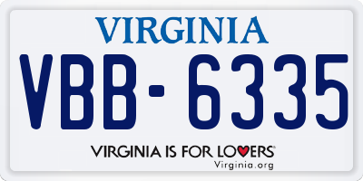 VA license plate VBB6335
