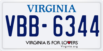 VA license plate VBB6344