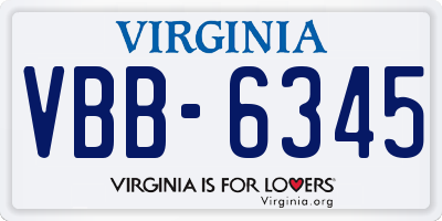 VA license plate VBB6345