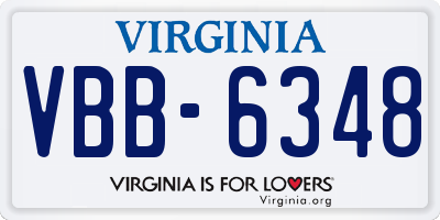 VA license plate VBB6348