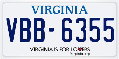 VA license plate VBB6355