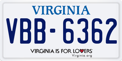 VA license plate VBB6362