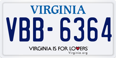 VA license plate VBB6364