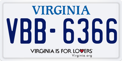 VA license plate VBB6366