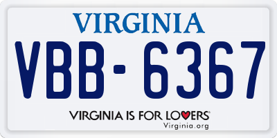 VA license plate VBB6367