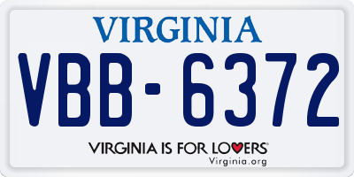 VA license plate VBB6372