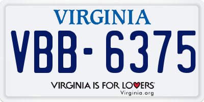 VA license plate VBB6375