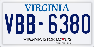 VA license plate VBB6380