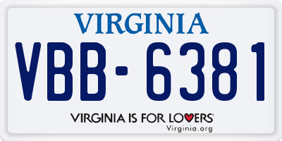 VA license plate VBB6381