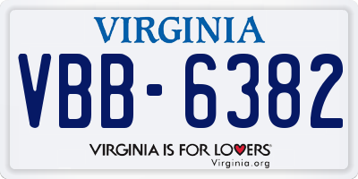 VA license plate VBB6382