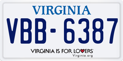 VA license plate VBB6387