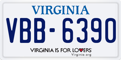 VA license plate VBB6390