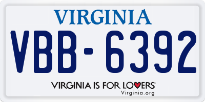 VA license plate VBB6392
