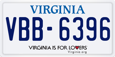 VA license plate VBB6396