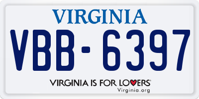 VA license plate VBB6397