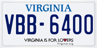 VA license plate VBB6400