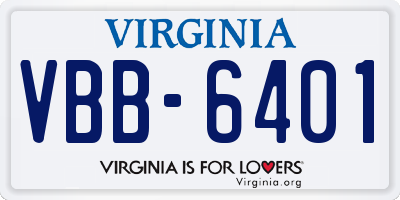 VA license plate VBB6401