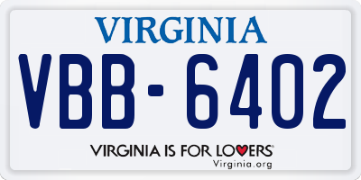 VA license plate VBB6402