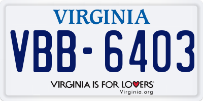 VA license plate VBB6403