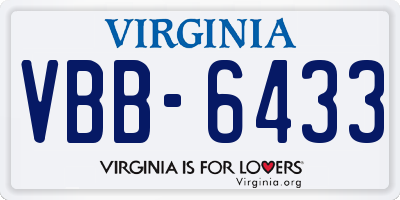 VA license plate VBB6433