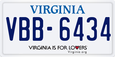 VA license plate VBB6434