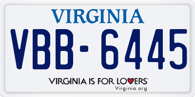 VA license plate VBB6445