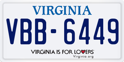 VA license plate VBB6449