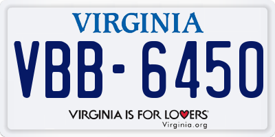 VA license plate VBB6450