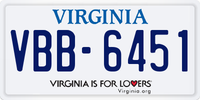 VA license plate VBB6451