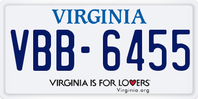 VA license plate VBB6455