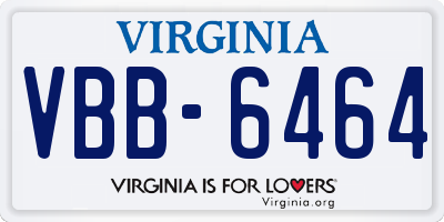 VA license plate VBB6464