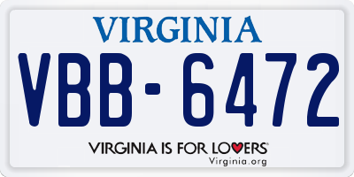 VA license plate VBB6472