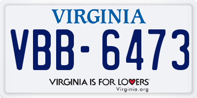VA license plate VBB6473