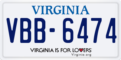 VA license plate VBB6474