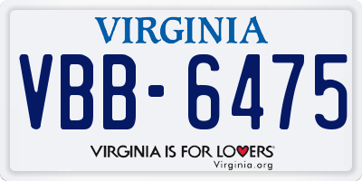VA license plate VBB6475