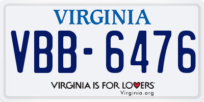 VA license plate VBB6476