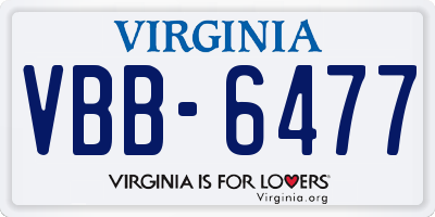 VA license plate VBB6477