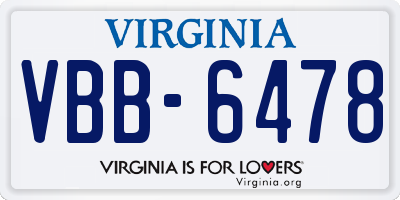 VA license plate VBB6478
