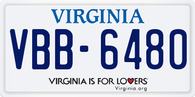 VA license plate VBB6480