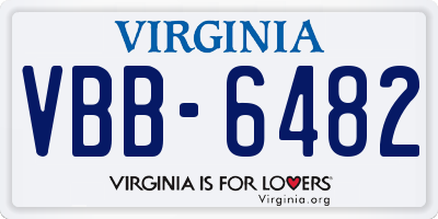 VA license plate VBB6482