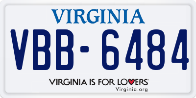 VA license plate VBB6484