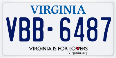 VA license plate VBB6487