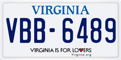 VA license plate VBB6489