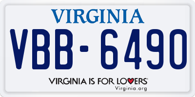 VA license plate VBB6490
