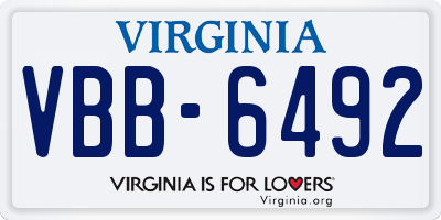 VA license plate VBB6492